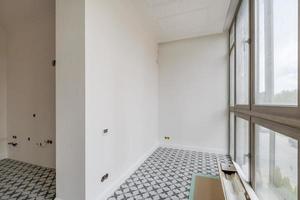 empty white room with repair and without furniture photo