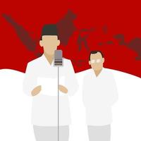 proclamation of indonesia independence with indonesian flag and map vector