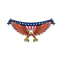 American Eagle Swooping USA Flag Retro vector