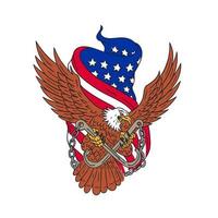 American Eagle Wings USA Flag Drawing vector