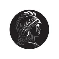 Minerva Head Side Profile Oval Woodcut vector