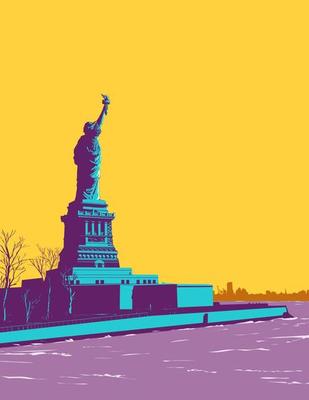 Statue of Liberty on Liberty Island Part of the Statue of Liberty National Monument WPA Poster Art