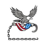 American Eagle Clutching Towing J Hook Flag Drape Retro vector