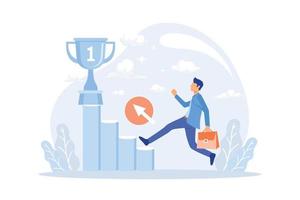 people run to their goal on the column of columns, move up motivation, vector, the path to the target's achievement flat design modern illustration vector