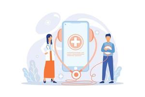 Online medical consultation with mobile smartphone app illustration concept