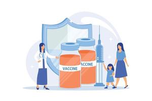 información de inmunización, educación sobre vacunas, educación de padres, vacunación de niños, programa de salud pública diseño plano ilustración moderna vector