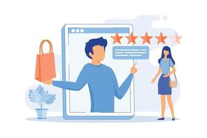 Product review Social media review, online rating service, content marketing tools, customer feedback, new product rating, recommendation flat design modern illustration vector