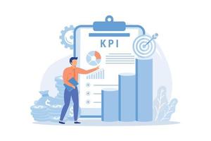 indicador clave de rendimiento, medición del éxito, crecimiento de la empresa, eficacia empresarial, herramienta de análisis, gestión financiera, ilustración moderna de diseño plano kpi