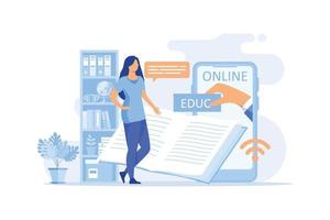 E-learning Online education, home schooling, online classes, training and courses. Web tutorials concept. Education vlog. Distance web learning with education platform, workshop, webinar illustration vector
