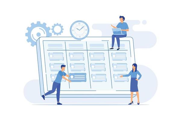 Task management Project manager tool, business software, productivity online platform, task management application, progress tracking flat design modern illustration