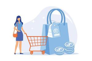 los hábitos de compra generan hábitos de consumo, investigación de mercado, preferencia de compra milenaria, compras, comportamiento de compra habitual diseño plano ilustración moderna vector
