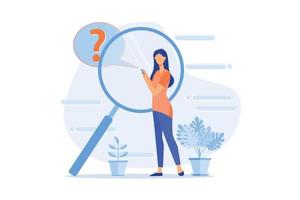 Frequently asked questions, customer help, how-to, user interface, website menu bar, corporate page, product info, solve problem flat design modern illustration