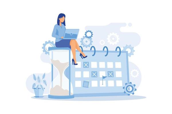 Deadline abstract  Project management, work time limit, task due dates, deadline reminder, study assignments accomplishment, tax payment planning flat design modern illustration