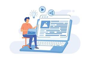 Blog Social media platform, influencer, personal brand promotion, recent stories and post, attract followers and subscriptions, viral content flat design modern illustration
