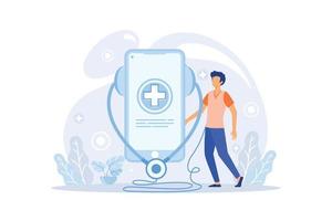 Online medical consultation with mobile smartphone app illustration concept