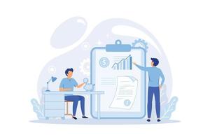 Business Financial advisor working and Business investment planning on monitor report graph. two business team meeting for analysis marketing chart concept. vector