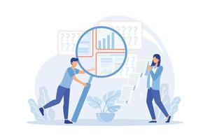 Competitor research, analysis, strategy development Flat vector Modern illustration