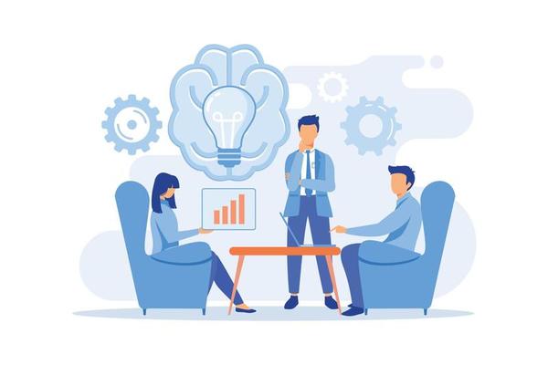 Teamwork, brainstorming tools, idea management, creative team, working process, finding solution, startup collaboration flat design modern illustration