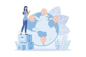 Smart delivery tracking Track your orders, delivery status online, application software, package, international freight, express shipment Flat vector Modern illustration