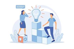 Box with Light Bulb, Stationery, Media Icons  Think outside the box, creativity to create different business idea or motivation and innovation concept, flat design modern illustration vector