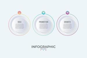 three step circular infographic template design vector