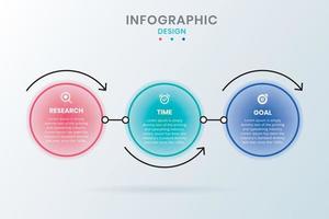 Plantilla de infografía circular moderna de 3 pasos vector