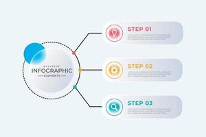 Diseño de plantilla de infografía moderna de 3 pasos vector