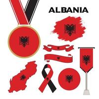 colección de elementos con el diseño de la plantilla de diseño de la bandera de albania vector