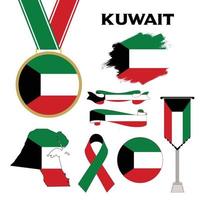 Elements Collection With The Flag of Kuwait Design Template vector