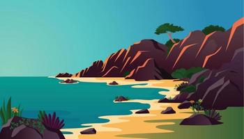 ilustración de vector premium de fondo de paisaje de playa