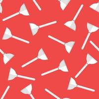 Toilet plunger seamless pattern on red background. vector