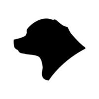 Ilustración de vector de diseño plano de silueta de símbolo de cabeza de rottweiller. logotipo de perro