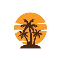 illustration of sunset and coconut trees, vector design that is very suitable for websites, logos, banners, apps, icons etc