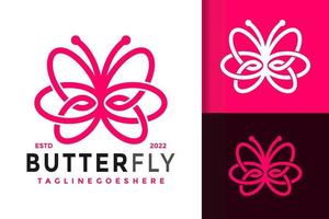 diseño de logotipo de mariposa de belleza lineal, vector de logotipos de identidad de marca, logotipo moderno, plantilla de ilustración vectorial de diseños de logotipo