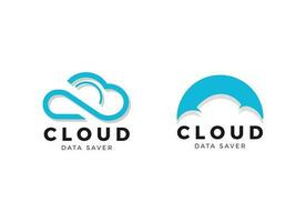 System cloud data storage logo design vector