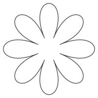 flower illustration with eight petals outline black on white background vector