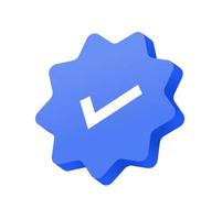 elemento de icono de insignia de verificación 3d para cheque blanco de vector de cuenta verificada con diseño de interfaz de ilustración de insignia azul