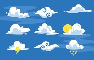Flat Cloud Icon Set vector