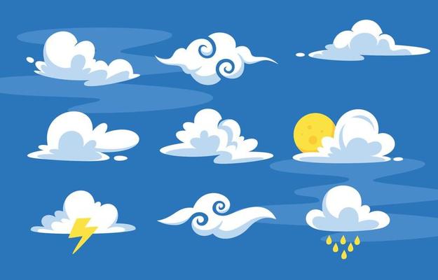 Flat Cloud Icon Set
