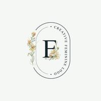 Initials letter E Wedding floral logos template, elegant hand drawn modern minimal templates vector