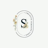 Initials letter S Wedding floral logos template, elegant hand drawn modern minimal templates vector