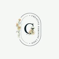 Initials letter G Wedding floral logos template, elegant hand drawn modern minimal templates vector