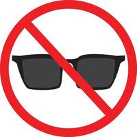 no hay señales de gafas de sol sobre fondo blanco. sin símbolo de gafas de sol. símbolo de prohibición de gafas de sol. estilo plano vector