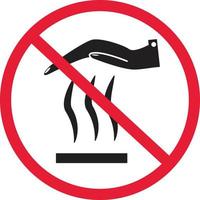 do not touch hot surface on white background. warning dangerous sign. flat style. vector