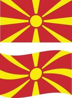 bandera de macedonia del norte. bandera nacional de macedonia del norte. bandera ondeante de macedonia del norte. estilo plano vector