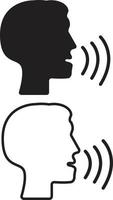 speak icon on white background. talk or talking person sign. voice command symbol. flat style. vector