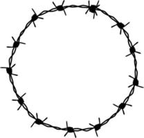 barbed wire icon on white background. frame circle from barbed wire. flat style. vector