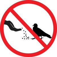 do not feed birds forbidden sign. stop do not feed the animals beware. flat style. vector