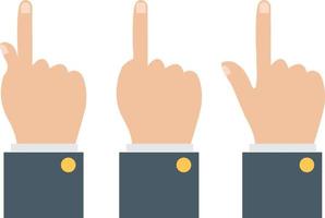 hand with pointing finger on white background. hand sign. flat style. vector