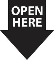 open here icon on white background. open here sticker sign. Instruction manual symbol. flat style. vector